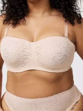 Torrid Strapless Unlined Bra Size 40D Dusty Rose Nude